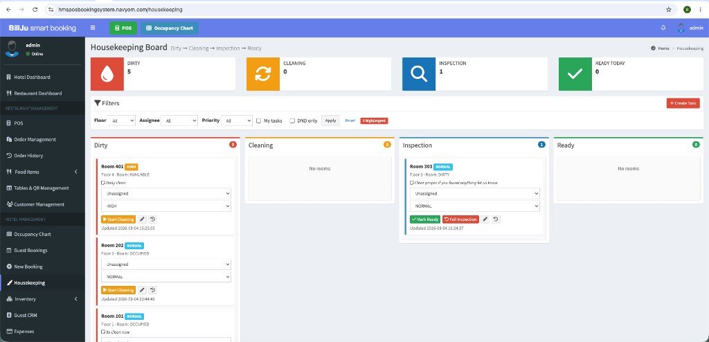 New guest booking with guest details, ID upload and live invoice summary