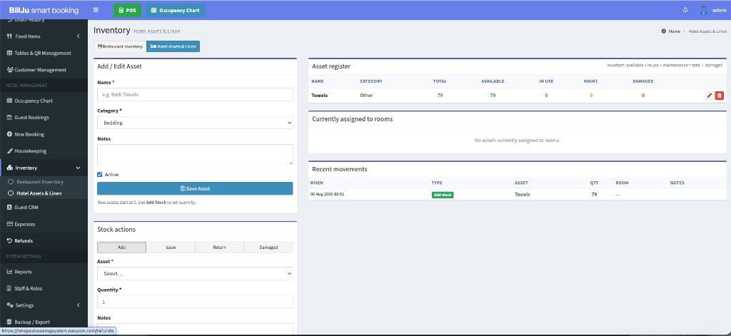 Hotel assets and linen inventory register